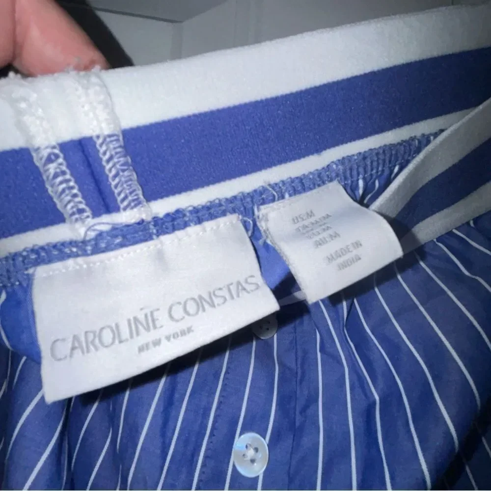 New, Caroline Constas Stripe Print Shirt and Short Sleepwear Set
